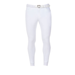 Pantaloni da equitazione uomo Equestro x FISE full grip Bianco