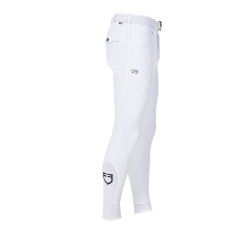 Pantaloni da equitazione uomo Equestro x FISE full grip Bianco
