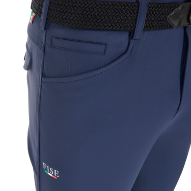Pantaloni da equitazione da uomo Equestro x FISE con grip alle ginocchia Blazer marine Blu marino