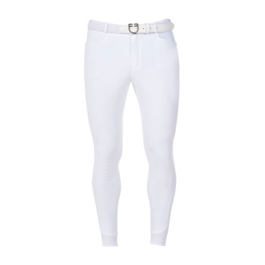 Pantaloni da equitazione da uomo Equestro x FISE con grip alle ginocchia Bianco Pantaloni da equitazione da uomo Equestro x FISE con grip alle ginocchia Bianco