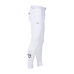 Pantaloni da equitazione da uomo Equestro x FISE con grip alle ginocchia Bianco Pantaloni da equitazione da uomo Equestro x FISE con grip alle ginocchia Bianco