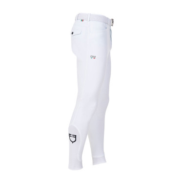 Pantaloni da equitazione da uomo Equestro x FISE con grip alle ginocchia Bianco Pantaloni da equitazione da uomo Equestro x FISE con grip alle ginocchia Bianco