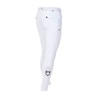 Pantaloni da equitazione da uomo Equestro x FISE con grip alle ginocchia Bianco Pantaloni da equitazione da uomo Equestro x FISE con grip alle ginocchia Bianco