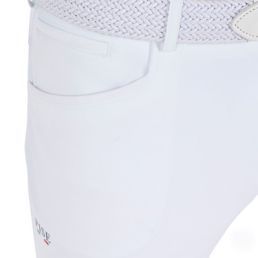 Pantaloni da equitazione da uomo Equestro x FISE con grip alle ginocchia Bianco Pantaloni da equitazione da uomo Equestro x FISE con grip alle ginocchia Bianco