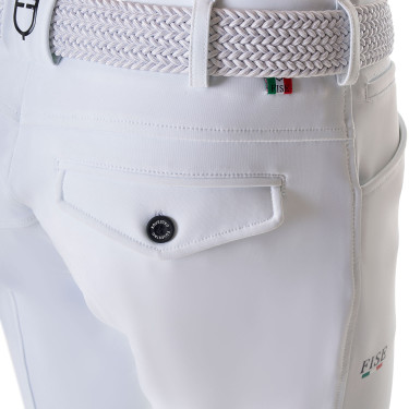 Pantaloni da equitazione da uomo Equestro x FISE con grip alle ginocchia Bianco Pantaloni da equitazione da uomo Equestro x FISE con grip alle ginocchia Bianco