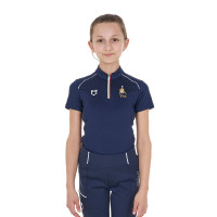 Polo da allenamento Equestro x FISE a maniche corte per bambini unisex Blazer marine Blu marino