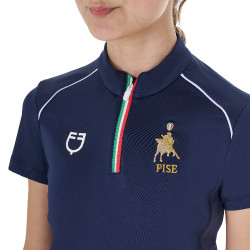 Polo da allenamento Equestro x FISE a maniche corte per bambini unisex Blazer marine Blu marino