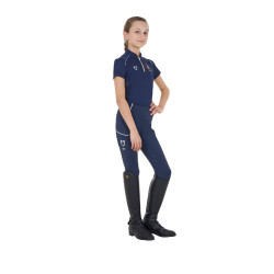 Polo da allenamento Equestro x FISE a maniche corte per bambini unisex Blazer marine Blu marino