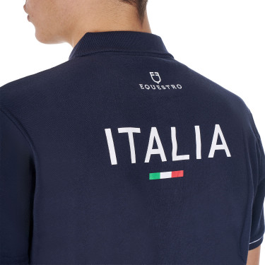 Polo da allenamento uomo Equestro x FISE tre bottoni maniche corte Blazer marine Blu marino