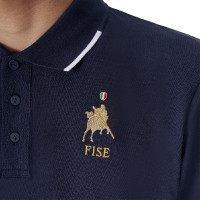 Polo da allenamento uomo Equestro x FISE tre bottoni maniche corte Blazer marine Blu marino