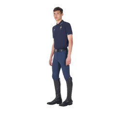 Polo da allenamento uomo Equestro x FISE tre bottoni maniche corte Blazer marine Blu marino