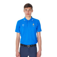 Polo da allenamento uomo Equestro x FISE tre bottoni maniche corte Blazer marine Blu marino