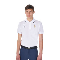 Polo da allenamento uomo Equestro x FISE tre bottoni maniche corte Bianco