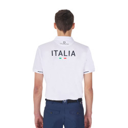 Polo da allenamento uomo Equestro x FISE tre bottoni maniche corte Bianco