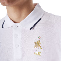 Polo da allenamento uomo Equestro x FISE tre bottoni maniche corte Bianco