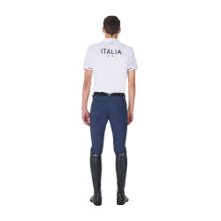 Polo da allenamento uomo Equestro x FISE tre bottoni maniche corte Bianco