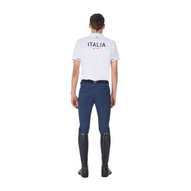 Polo da allenamento uomo Equestro x FISE tre bottoni maniche corte Bianco