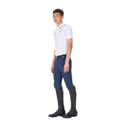 Polo da allenamento uomo Equestro x FISE tre bottoni maniche corte Bianco