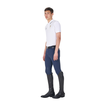 Polo da allenamento uomo Equestro x FISE tre bottoni maniche corte Bianco