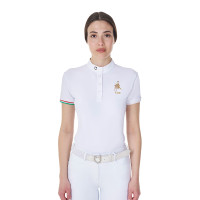 Polo da concorso Equestro x FISE donna taglio slim maniche corte Bianco