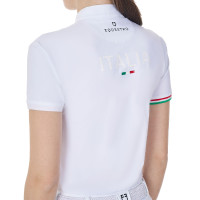 Polo da concorso Equestro x FISE donna taglio slim maniche corte Bianco