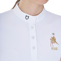 Polo da concorso Equestro x FISE donna taglio slim maniche corte Bianco