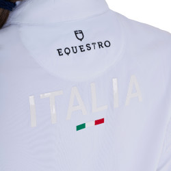 Polo da concorso da ragazza a maniche lunghe Equestro x FISE Bianco