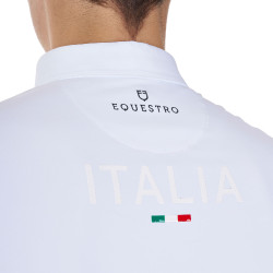 Polo da gara uomo Equestro x FISE maniche corte Bianco