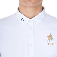 Polo da gara uomo Equestro x FISE maniche corte Bianco