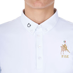 Polo da gara uomo Equestro x FISE maniche corte Bianco