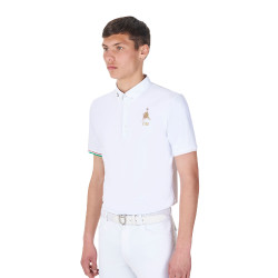 Polo da gara uomo Equestro x FISE maniche corte Bianco