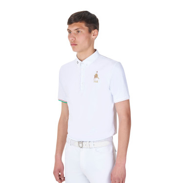 Polo da gara uomo Equestro x FISE maniche corte Bianco