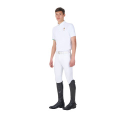 Polo da gara uomo Equestro x FISE maniche corte Bianco
