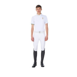 Polo da gara uomo Equestro x FISE maniche corte Bianco
