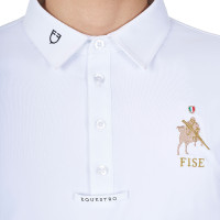 Polo da competizione uomo maniche lunghe Equestro x FISE Bianco