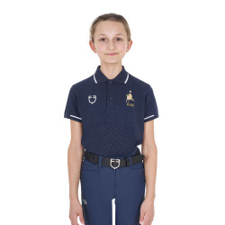 Polo unisex da bambino Equestro x FISE in tessuto tecnico a maniche corte Blazer marine Blu marino