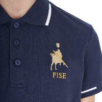 Polo unisex da bambino Equestro x FISE in tessuto tecnico a maniche corte Blazer marine Blu marino