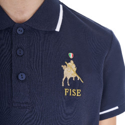 Polo unisex da bambino Equestro x FISE in tessuto tecnico a maniche corte Blazer marine Blu marino