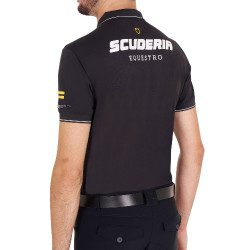 Polo da uomo Equestro Scuderia a maniche corte Nero