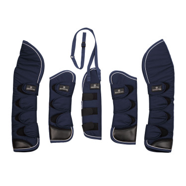 Set di stinchiere da trasporto e proteggi-coda Equestro con patch in gomma Marina Blu marino