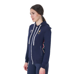 Felpa con cappuccio da donna Equestro x FISE Blazer marine Blu marino