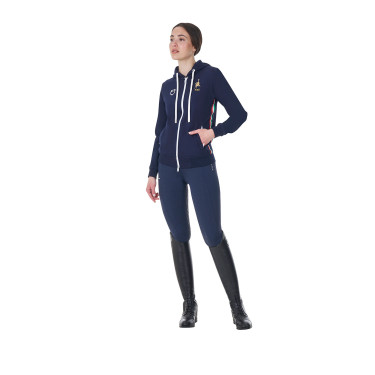 Felpa con cappuccio da donna Equestro x FISE Blazer marine Blu marino