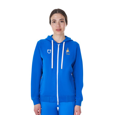 Felpa con cappuccio da donna Equestro x FISE Blu di Savoia