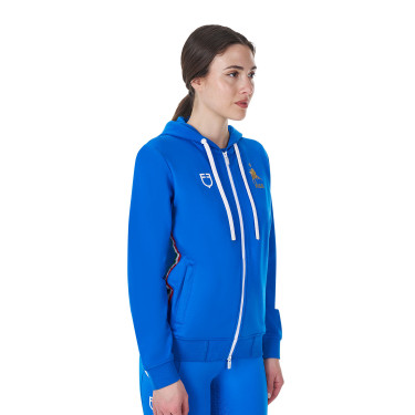 Felpa con cappuccio da donna Equestro x FISE Blu di Savoia