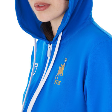 Felpa con cappuccio da donna Equestro x FISE Blu di Savoia