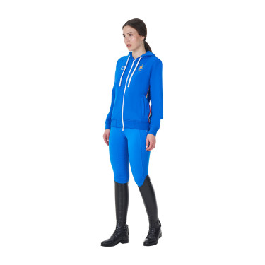 Felpa con cappuccio da donna Equestro x FISE Blu di Savoia