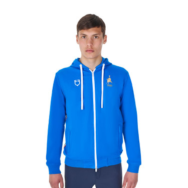 Felpa con cappuccio da uomo Equestro x FISE Blu di Savoia