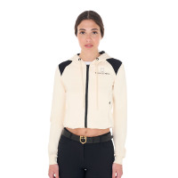 Felpa da donna Equestro crop top con cappuccio Bianco antico Beige Felpa da donna Equestro crop top con cappuccio Bianco antico Beige