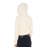 Felpa da donna Equestro crop top con cappuccio Bianco antico Beige Felpa da donna Equestro crop top con cappuccio Bianco antico Beige