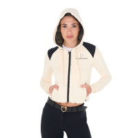 Felpa da donna Equestro crop top con cappuccio Bianco antico Beige Felpa da donna Equestro crop top con cappuccio Bianco antico Beige